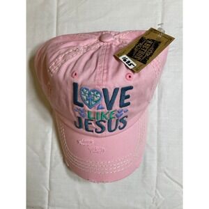 KBETHOS Baseball Cap Womens OS Pink NEW Love Like Jesus Distressed Hat